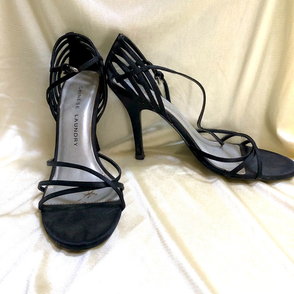 Chinese Laundry black satin sandals